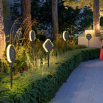 Modern Circular Black Solar LED Lawn Light for Garden Pathways