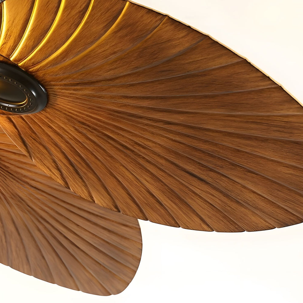 42 52 Inch Led Tropical 5 Brown Blades Reversible Ceiling Fan Light With Remote Control