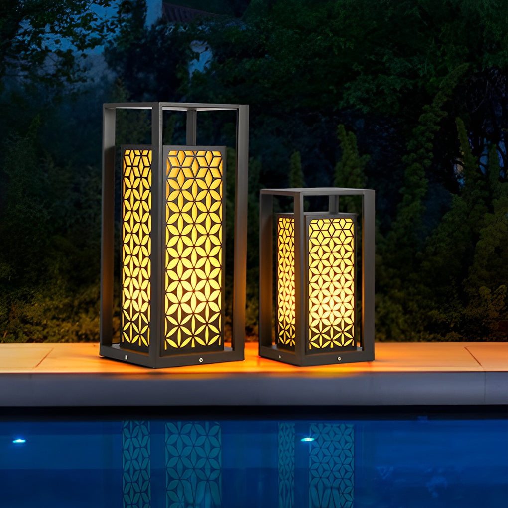 Modern Floral LED Pathway Light for Garden and Lawn – Black
