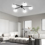 White Glass Bubble Black Semi Flush Ceiling Light