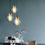 1 Light Amber Glass Shade Post Modern Pendant Lights Hanging Lamp