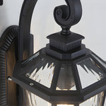 1 Light Black Clear Water Glass Outdoor Wall Light Lantern Wall Sconce Porch Wall Mounted Lights Exterior Wall Lamp