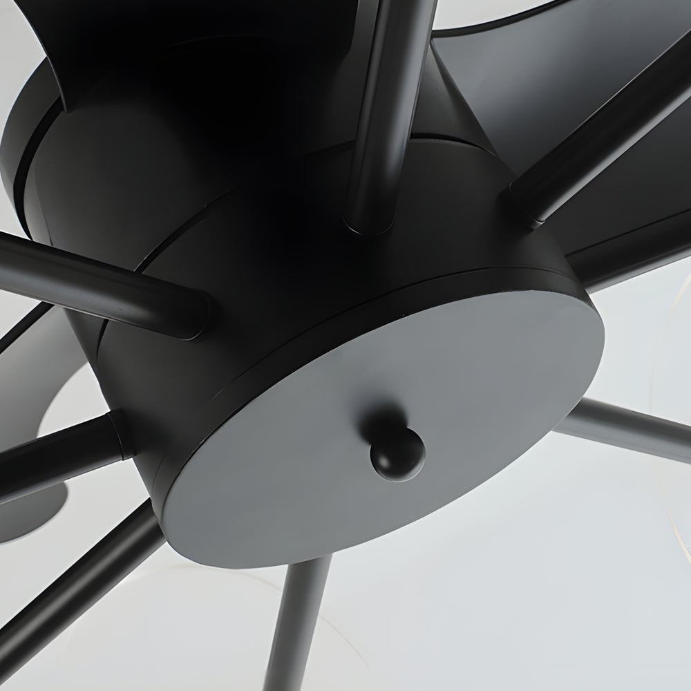 31 In Black Round Acrylic Ceiling Fan With Light And Remote 3 Blades