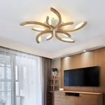 Multi Lights Floral Design Wood Semi Flush Mount Ceiling Light For Living Room