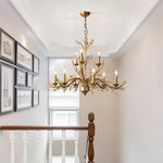 6 9 Light Brass Branch Candle Vintage Chandelier With Crystal Accents