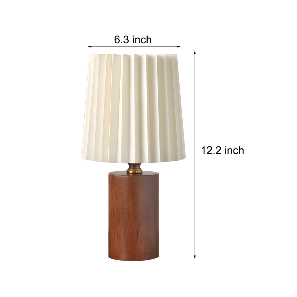 Wood Column Table Lamp With Pleated Empire Lampshade