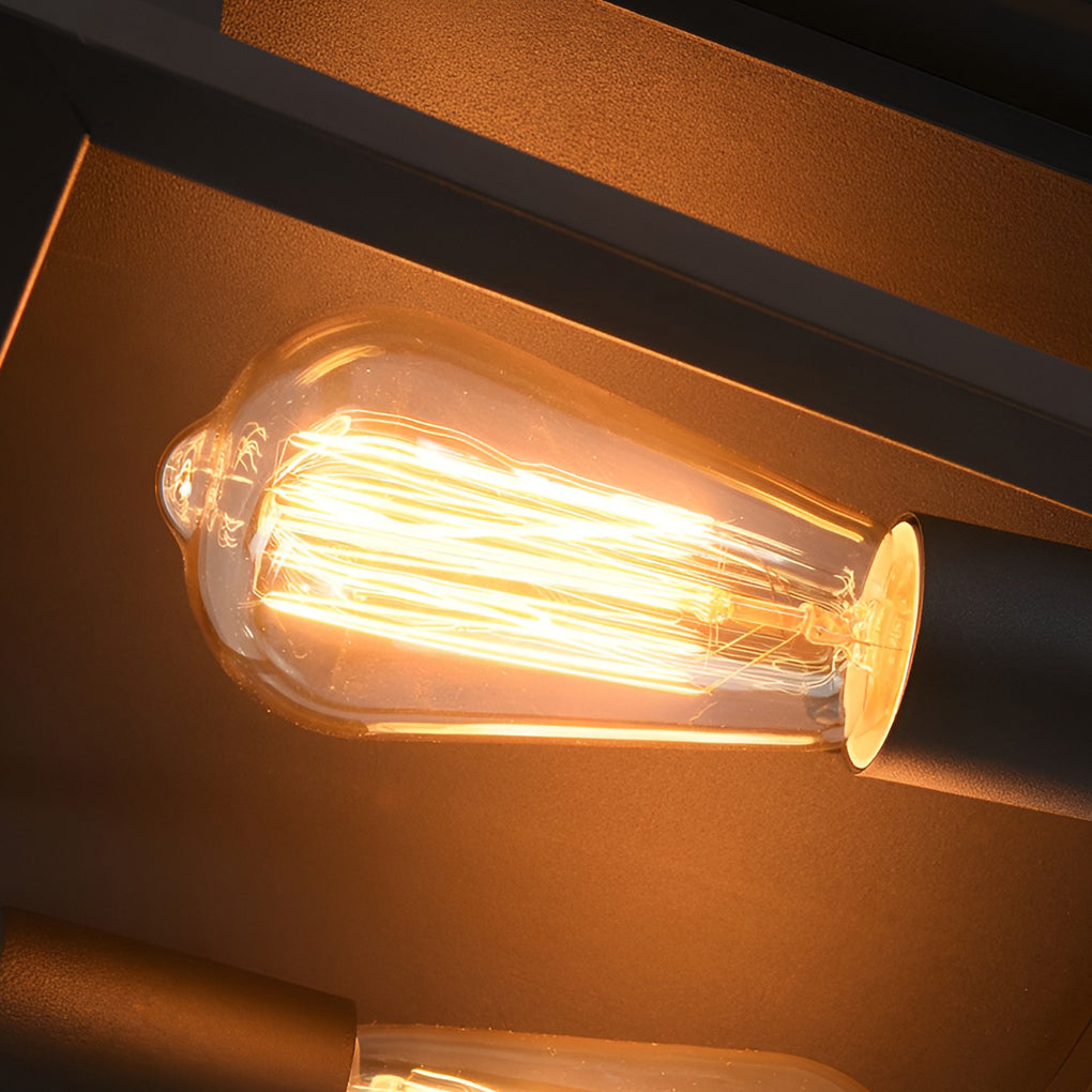 Square Iron Retro Industrial Flush Mount Lighting