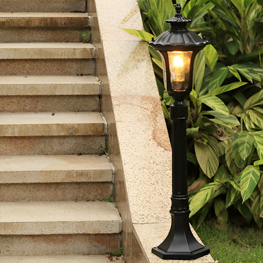 Classic Black LED Outdoor Post Light with Water Glass Lens