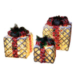 Set of 3 Festive Gift Box Decorations in Modern Style for Holiday Interiors