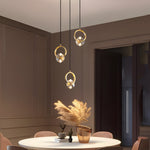 1 3 Light Round Copper Crystal Led Pendant Light