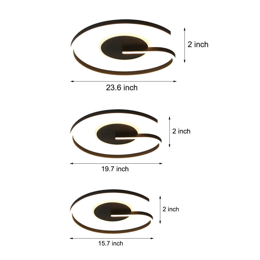 White Black Open Ring Circle Ceiling Lamp Led Bedroom Flush Mounted Ceiling Light