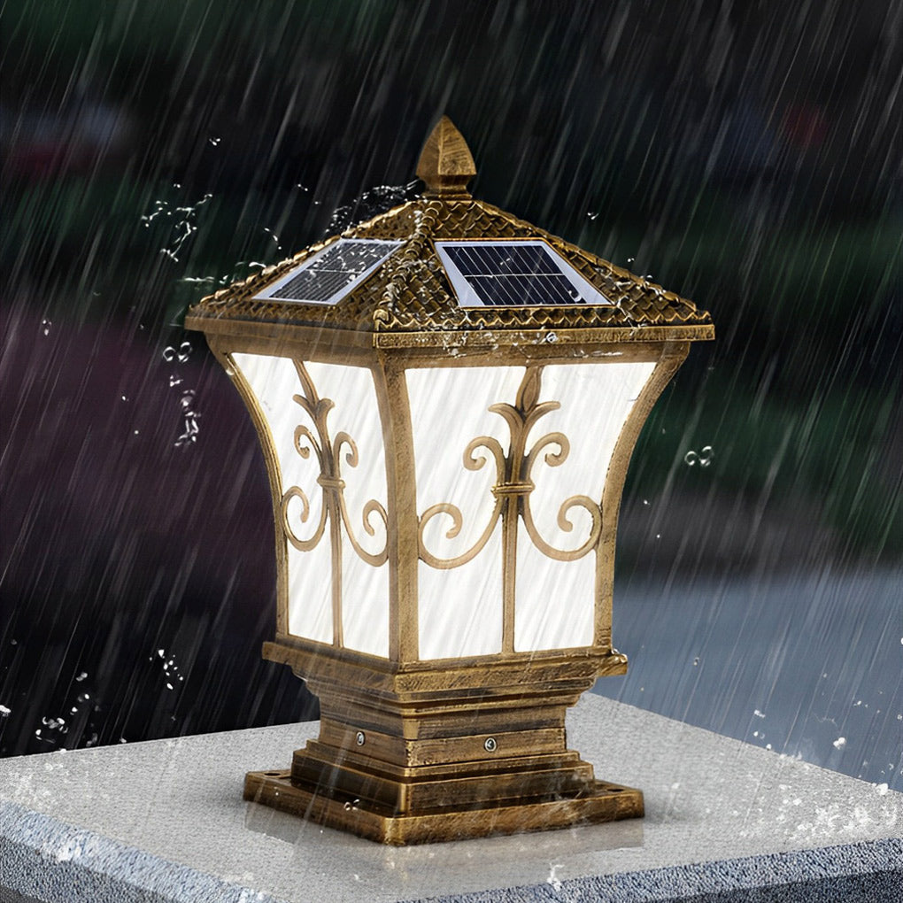 Vintage Pattern Solar Powered Fence Post Light Ha083053