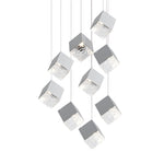 Glass Square Cube Stainless Steel Led Modern Spiral Long Chandelier