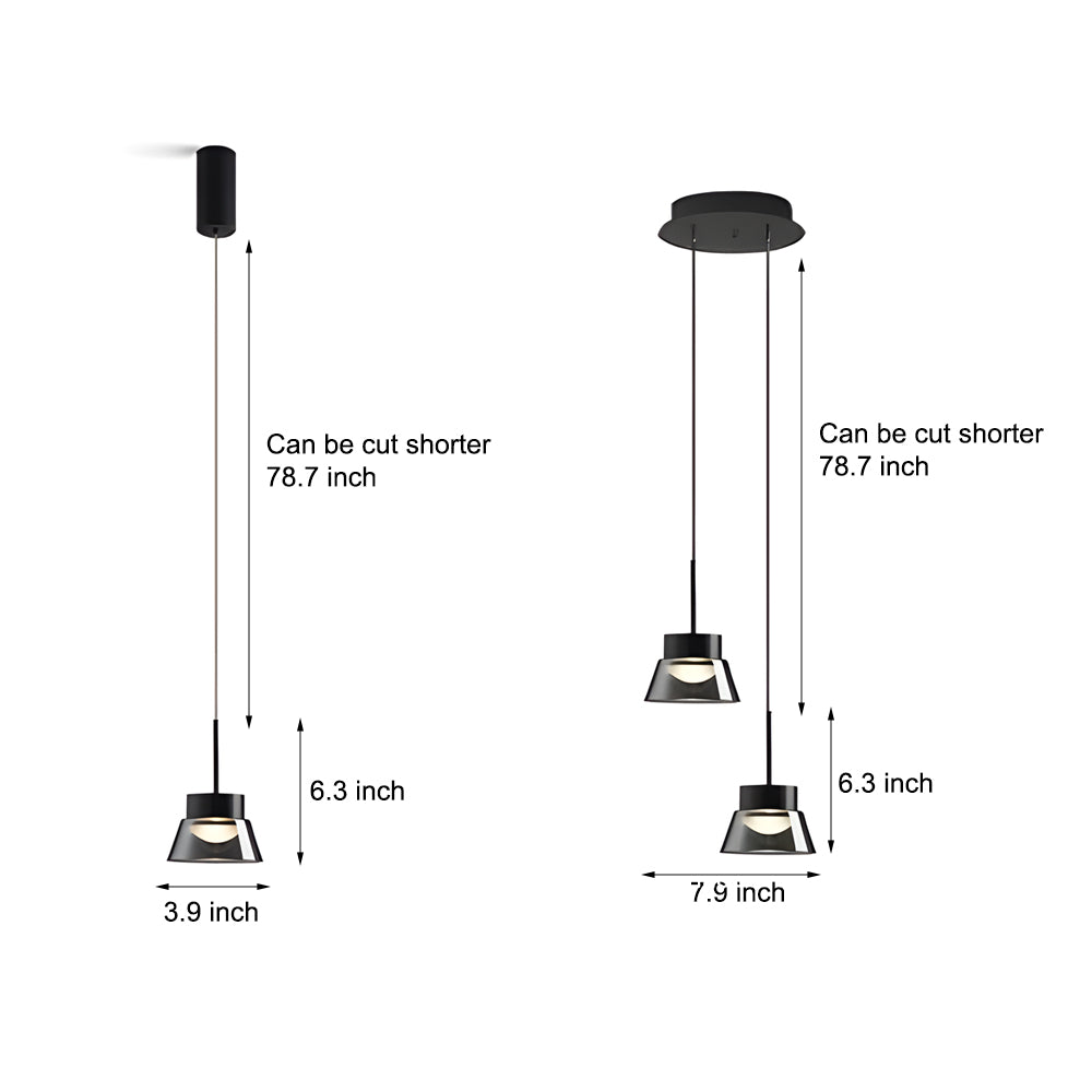 1 2 Light Smoked Gray Glass Pendant Light Led Island Glass Chandelier Black Hanging Ceiling Lamp For Bedroom