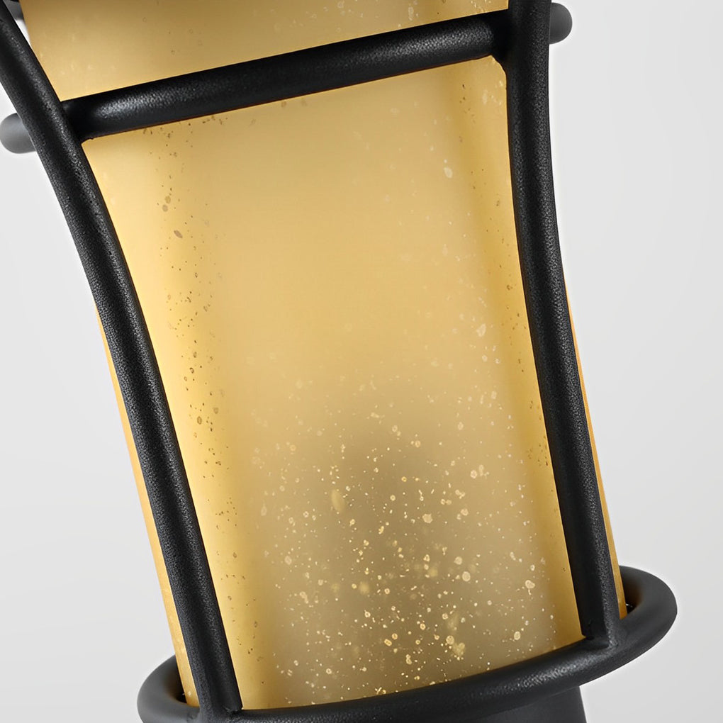 Heritage Iron LED Garden Lantern with Handcrafted Glass Shade
