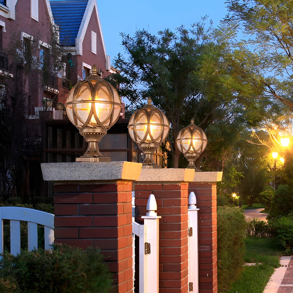 Round Glass E27 Waterproof Outdoor Post Light