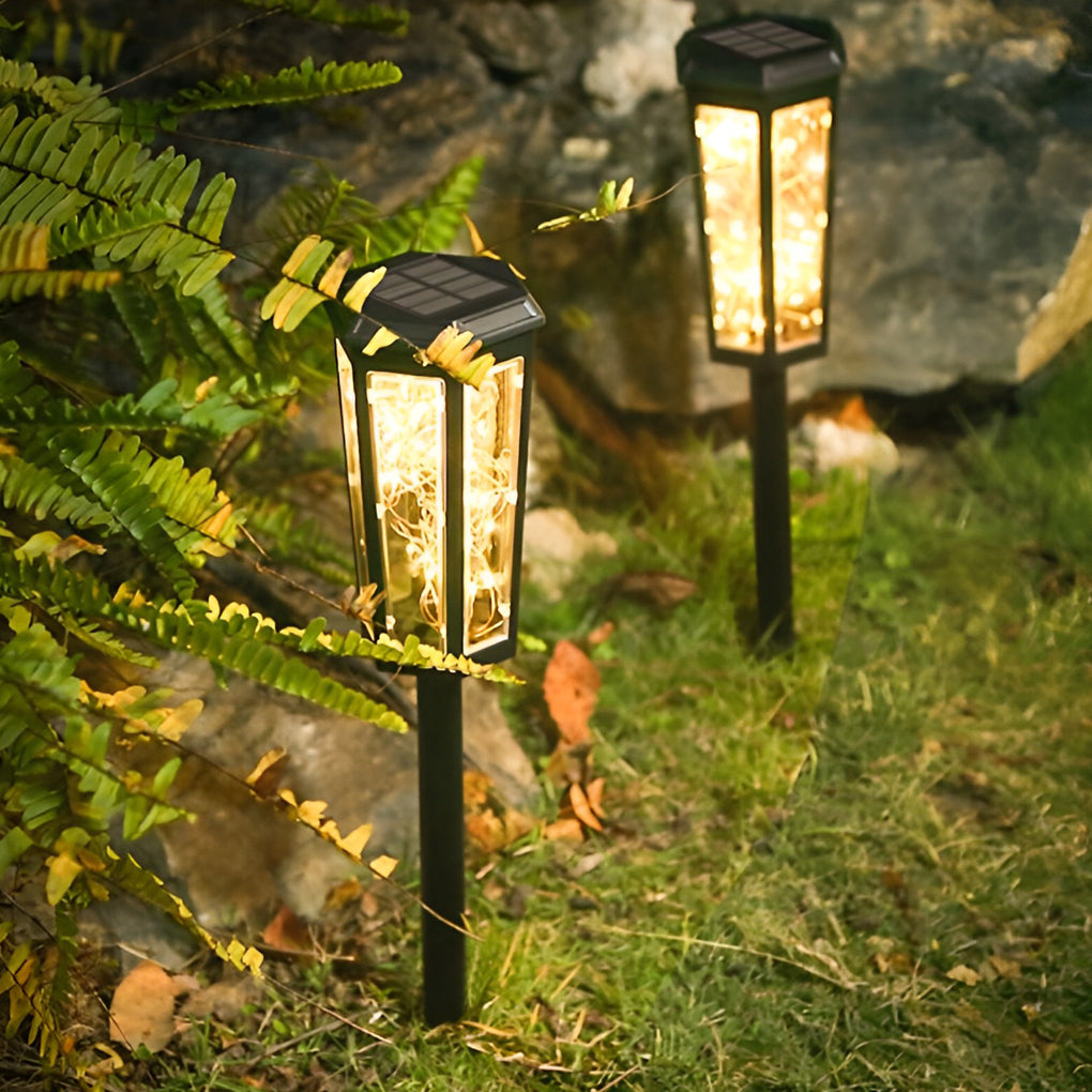 Hexagonal Solar LED Lawn Lights with Motion Sensor, Set of 2