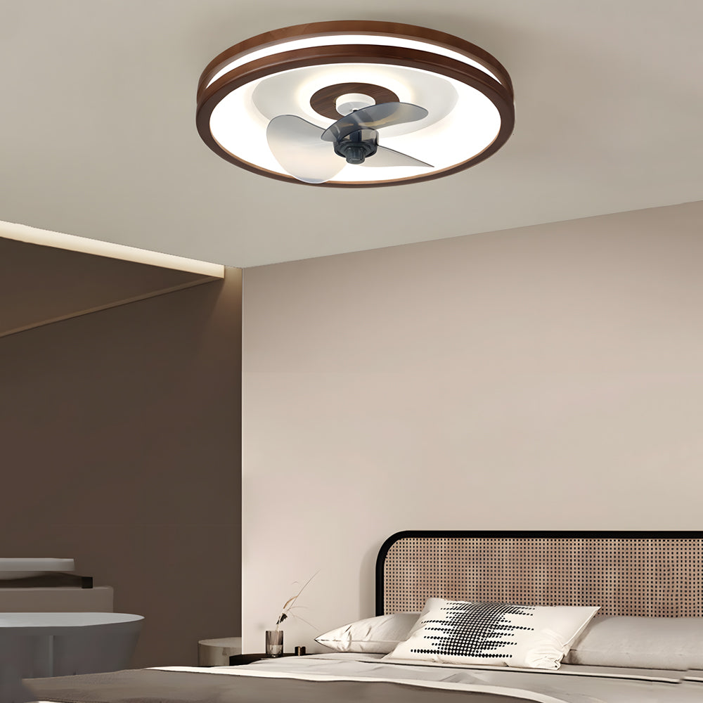 19 7 In Walnut 6 Speed Flush Mount Ceiling Fans With Led Light And Remote