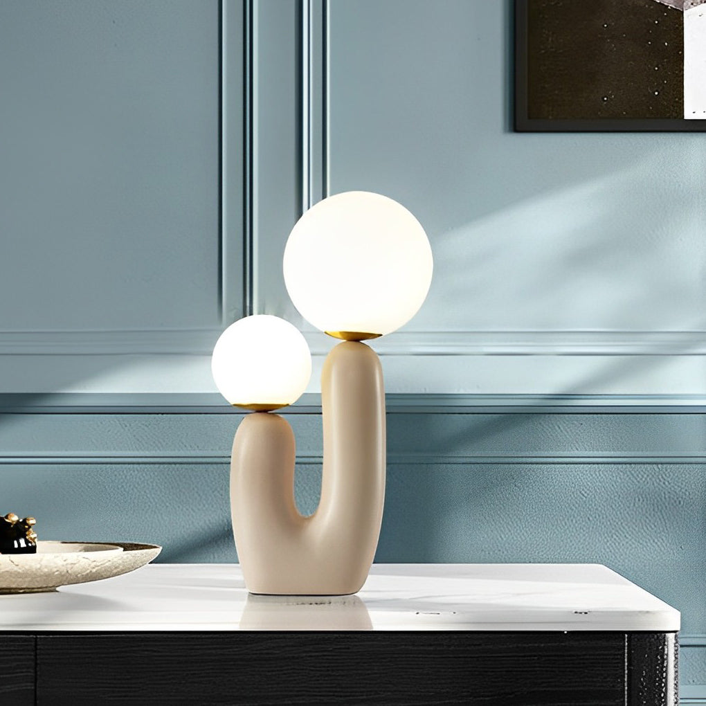 2 Light Modern Beige Cactus Led Accent Table Lamp