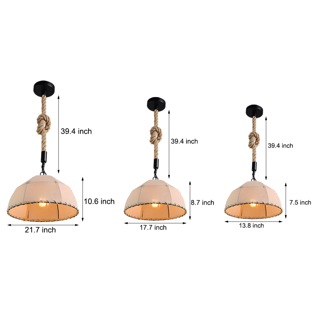 Nostalgic Linen Lampshade Hemp Rope Led American Style Chandelier