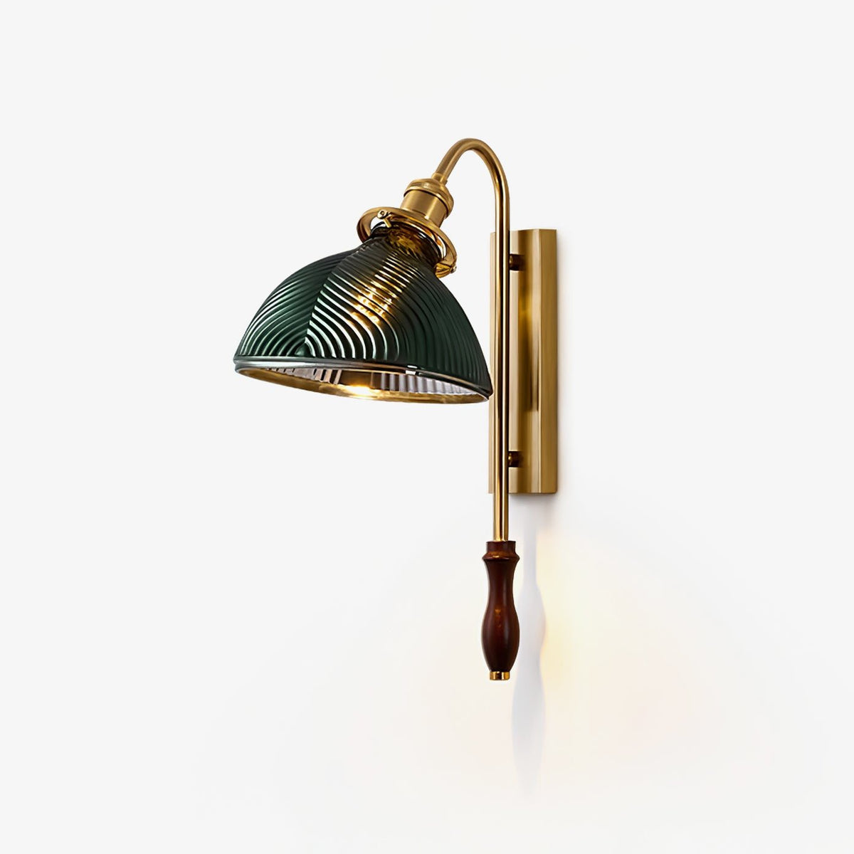 Alaric Fluted Glass Wall Sconce with Brass and Walnut Accents