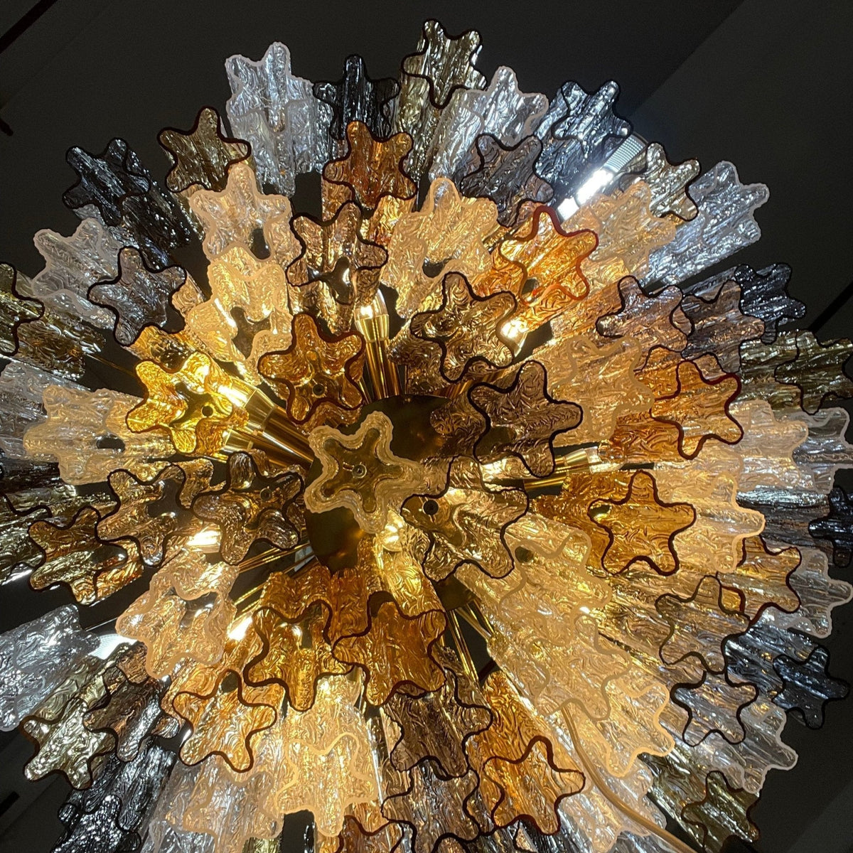 Eloria Glass Chandelier – Modern Fluted Glass Pendant Light, Gold Finish