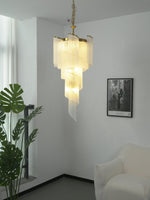 Heliora Cascade Chandelier – Hand-Formed Glass & Brass Statement Pendant
