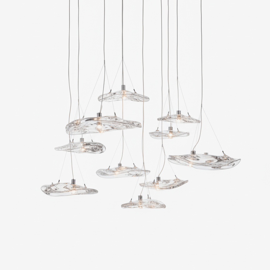 Manta Drift Modern Glass Chandelier for Dining Room and Living Space