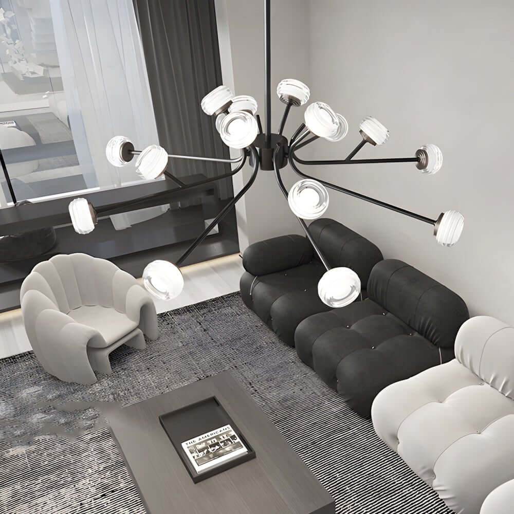 Aurelia LED Sputnik Chandelier in Matte Black with Clear Acrylic Spheres