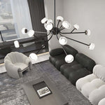Aurelia LED Sputnik Chandelier in Matte Black with Clear Acrylic Spheres