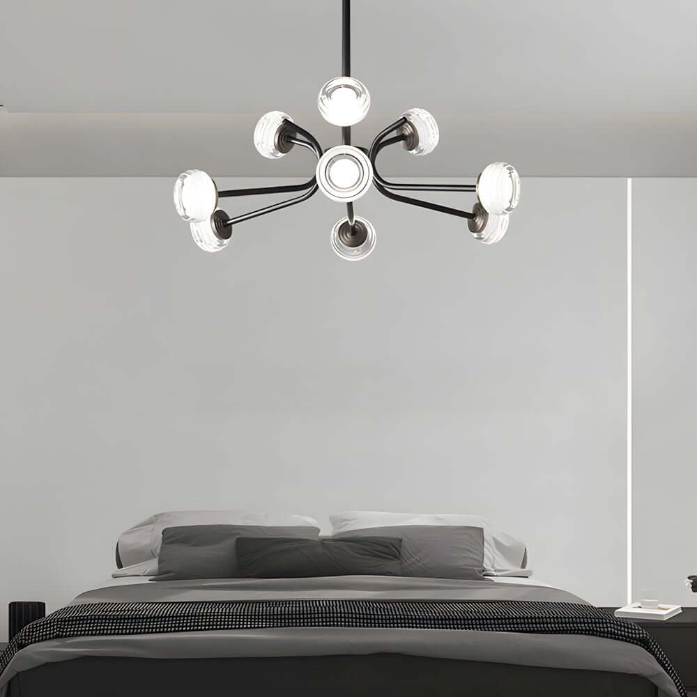 Aurelia LED Sputnik Chandelier in Matte Black with Clear Acrylic Spheres