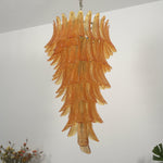 Amber Leaf Cascade Chandelier — Modern Art Glass Pendant for Dining Room