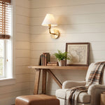 Clara Brass Wall Sconce – Elegant Fabric Shade for Bedroom & Living Room