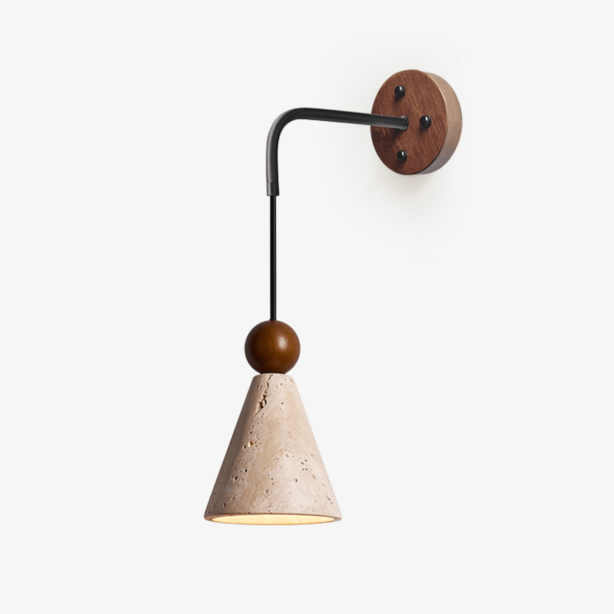 Cone Wood Bead Wall Sconce in Yellow Travertine