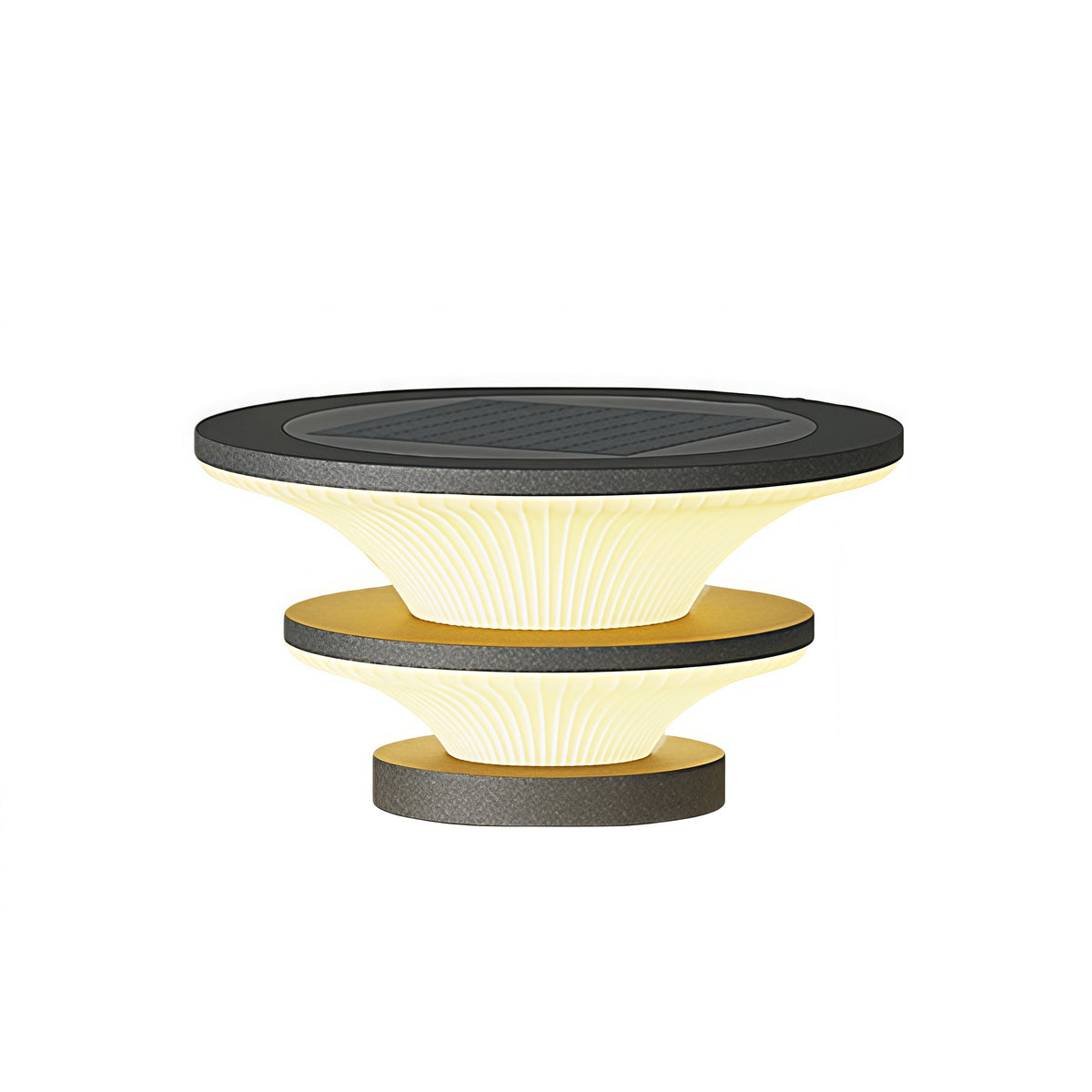 Modern Round Outdoor Pillar Lights in Black Stainless Steel
