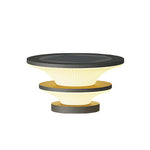 Modern Round Outdoor Pillar Lights in Black Stainless Steel