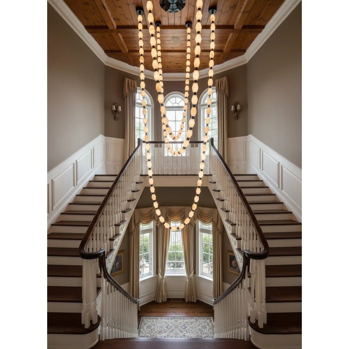 Riviere Glass Chain Chandelier – Modern Linear LED Pendant Light