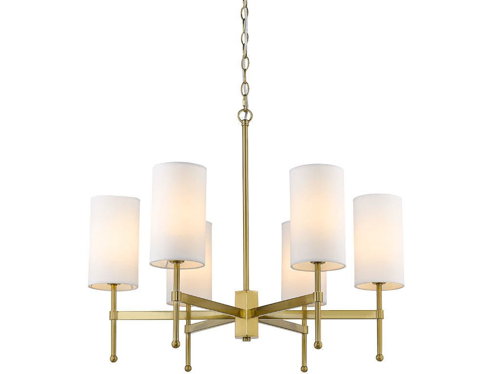 Brass Chandelier with Fabric Shades – Modern Luxury Lighting for Dining and Living Rooms