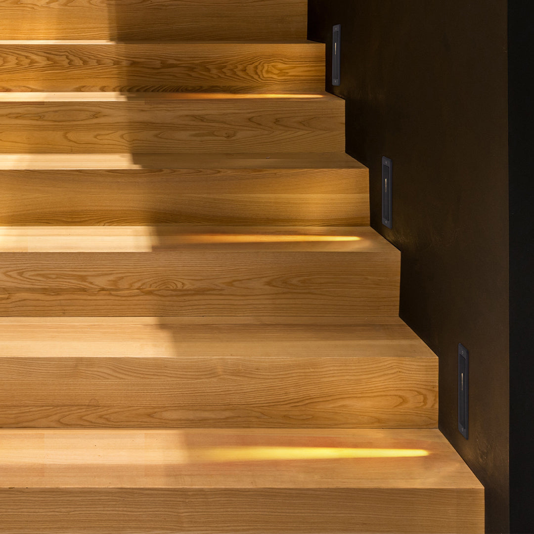 Architectural Recessed Step Light with Vertical LED Strip, Sand Gray Aluminum