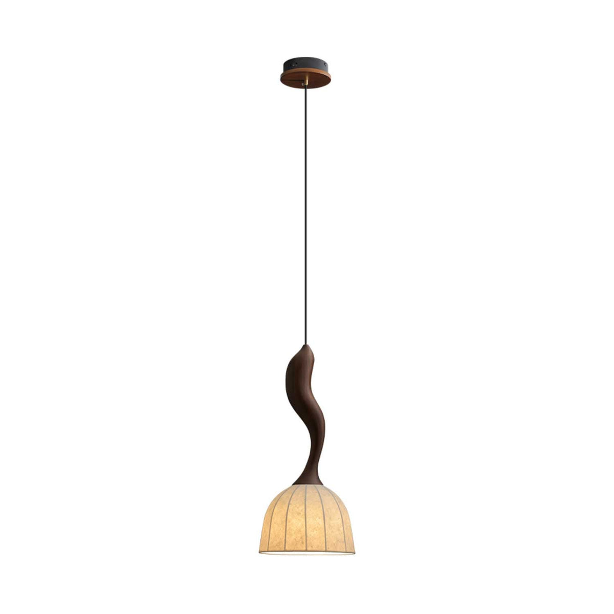 Elowen Twisted Wood Pendant Light – Sculptural Designer Ceiling Lamp