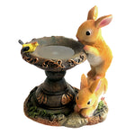 Artisan Resin Rabbit Solar Garden Lantern with Warm LED Glow