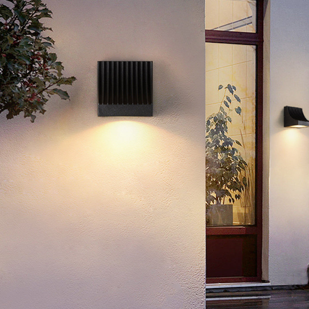 Geometric Outdoor Wall Sconce with Directional LED Light