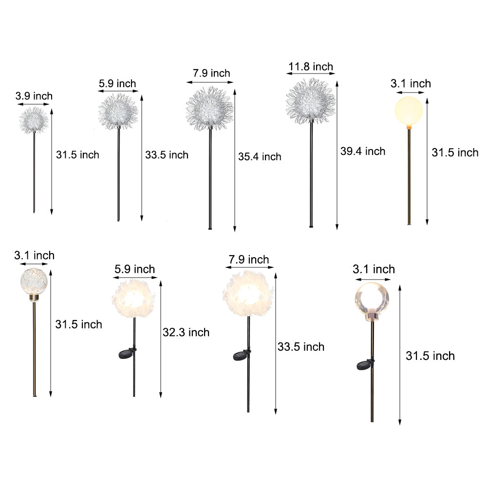 10Pcs Solar Dandelion Garden Lights Outdoor Pathway Light For Yard