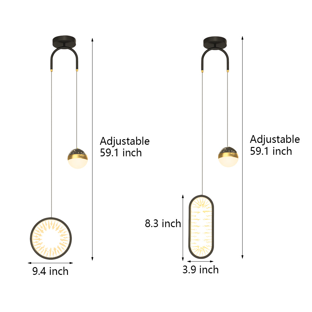 Round Oval Creative Starry Projection 3 Step Dimming Nordic Pendant Lights 1