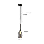 Modern 1 Light Led Teardrop Glass Pendant Light In Amber Smoke Gray