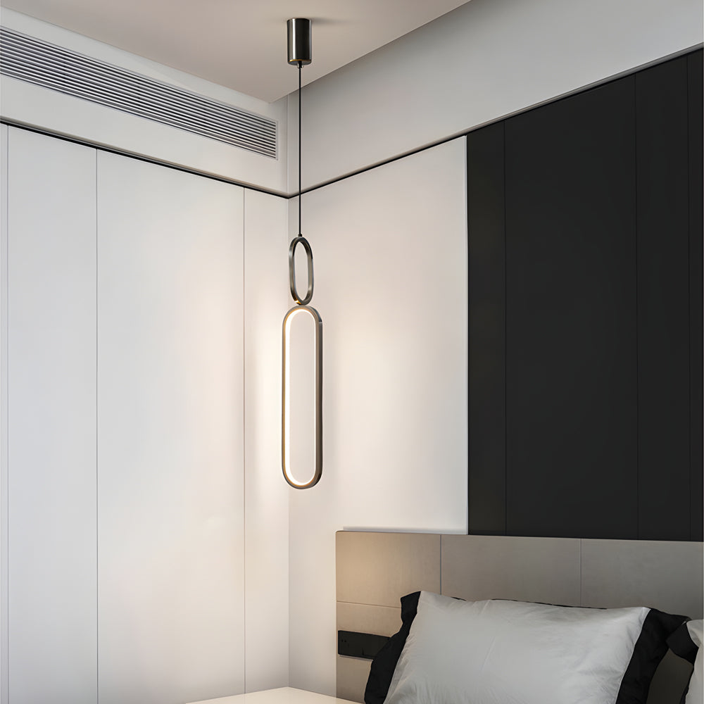 Minimalist Long Oval Rings 3 Step Dimming Led Copper Modern Pendant Lights Li002746
