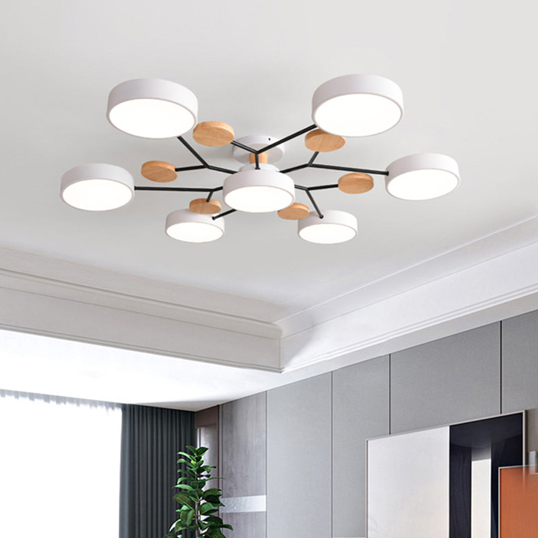 Orbital Sputnik Semi Flush Mount LED Chandelier in Metal and Acrylic
