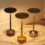 Plated Metal Slender Cordless Ufo Alien Table Lamp