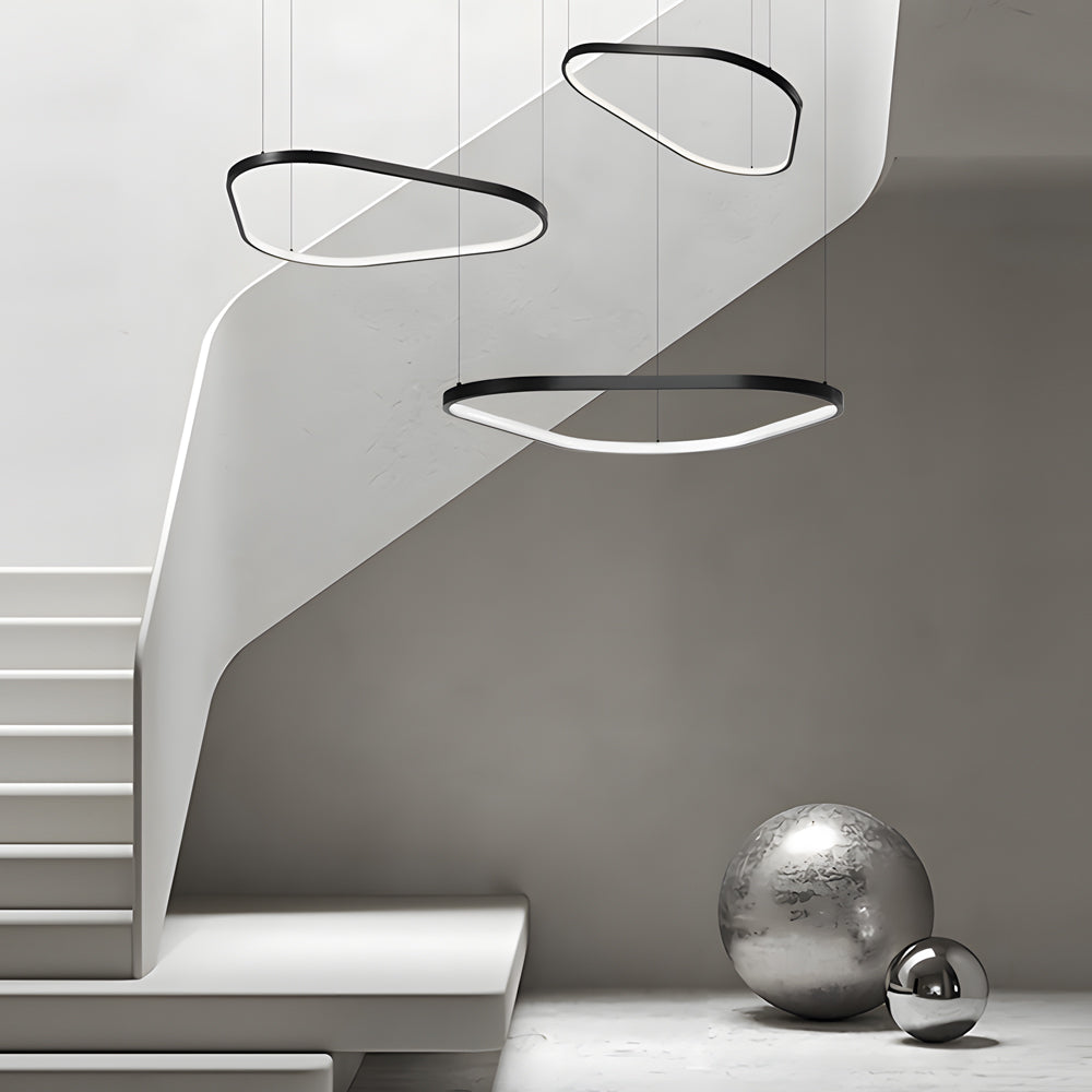 Black 1 2 3 Light Triangle Ring Chandelier