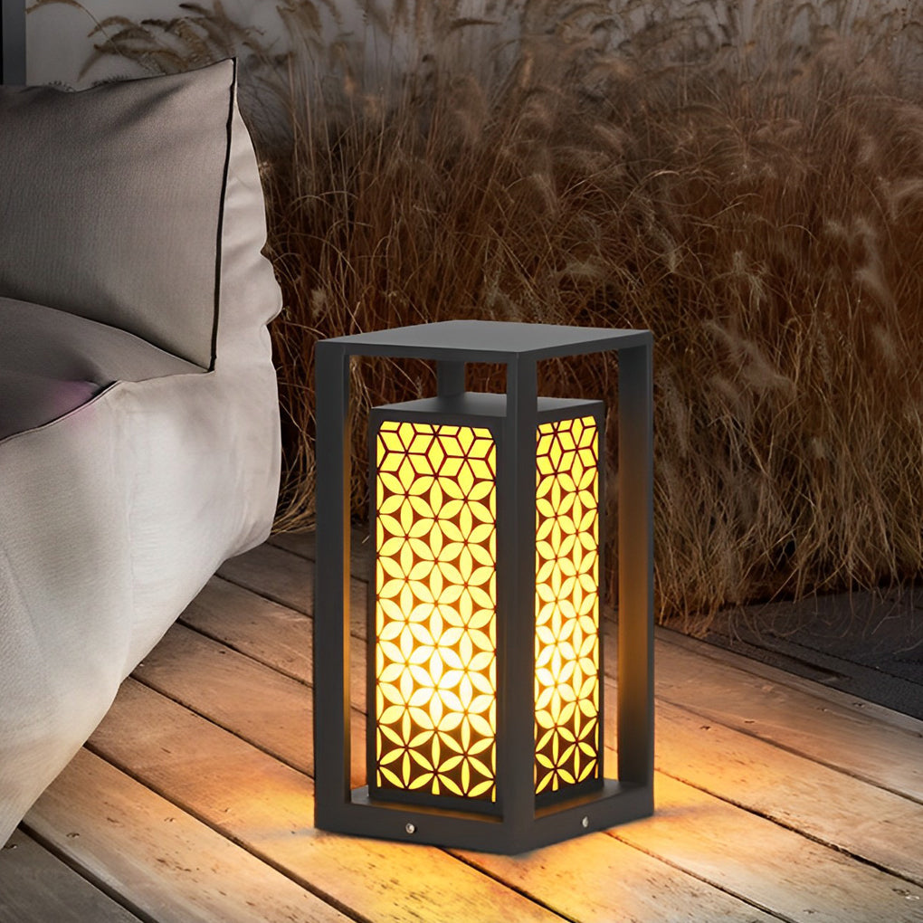 Modern Floral LED Pathway Light for Garden and Lawn – Black